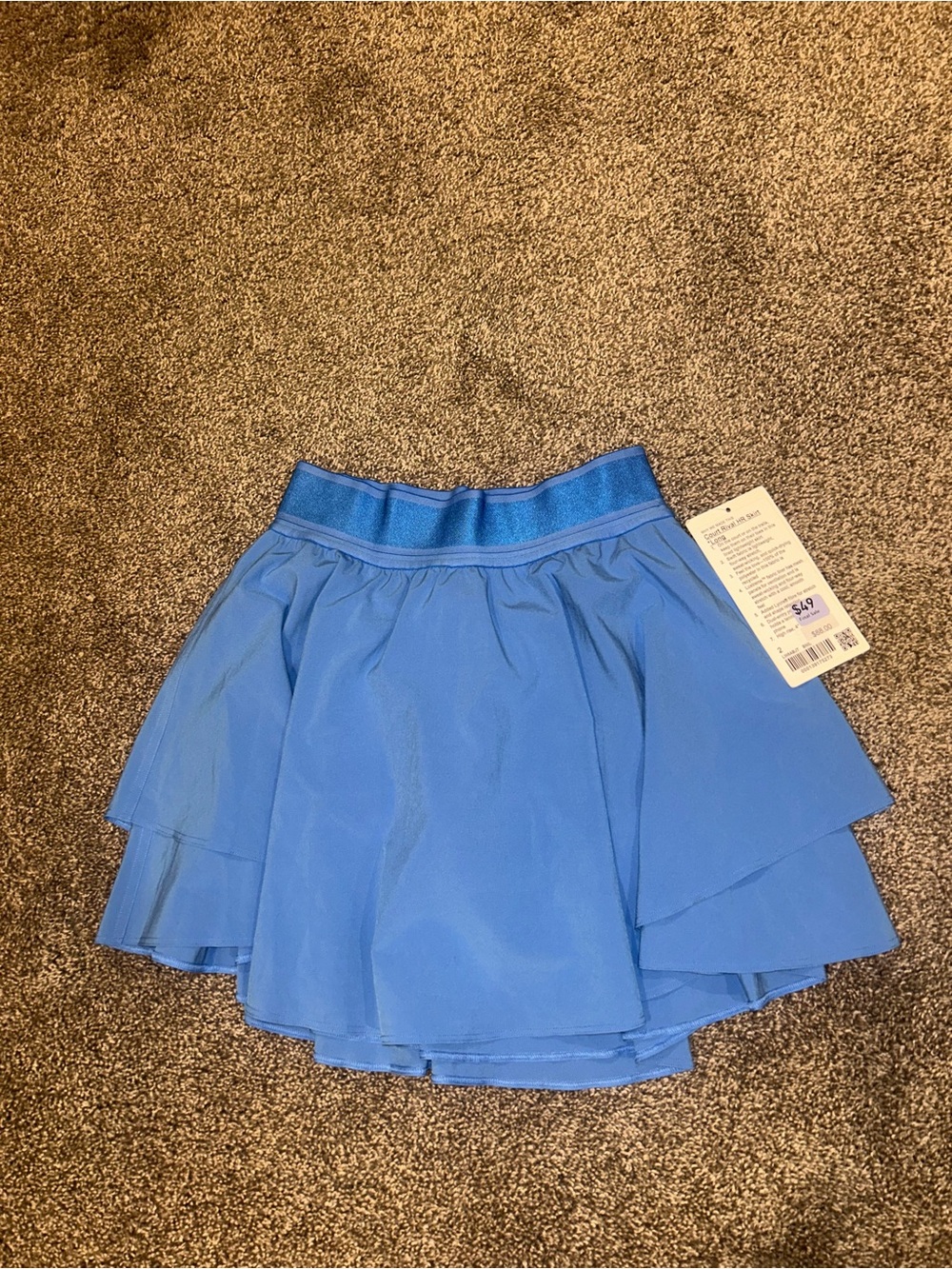 lululemon court rival tennis skirt with built in shorts. blue. size 2 tall.